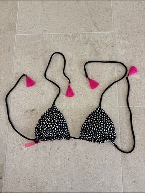 Victoria's Secret Black and White Polka Dot/Zebra Reversible Bikini Top